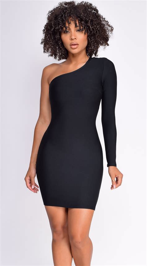 black bandage dress with sleeves.